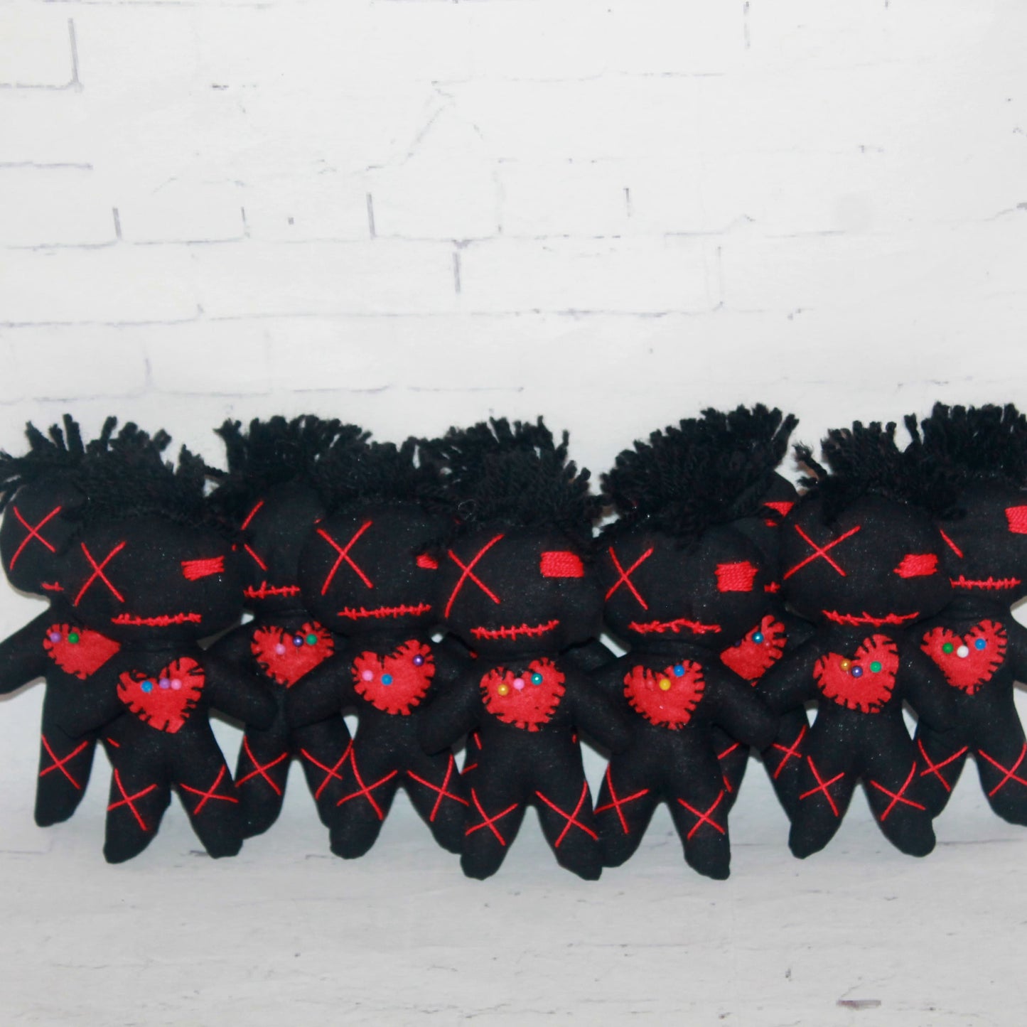 10 Mini Voodoo Dolls – Creepy Cute Gothic Party Favors – Handmade Halloween Decorations with Pins (4 inch)