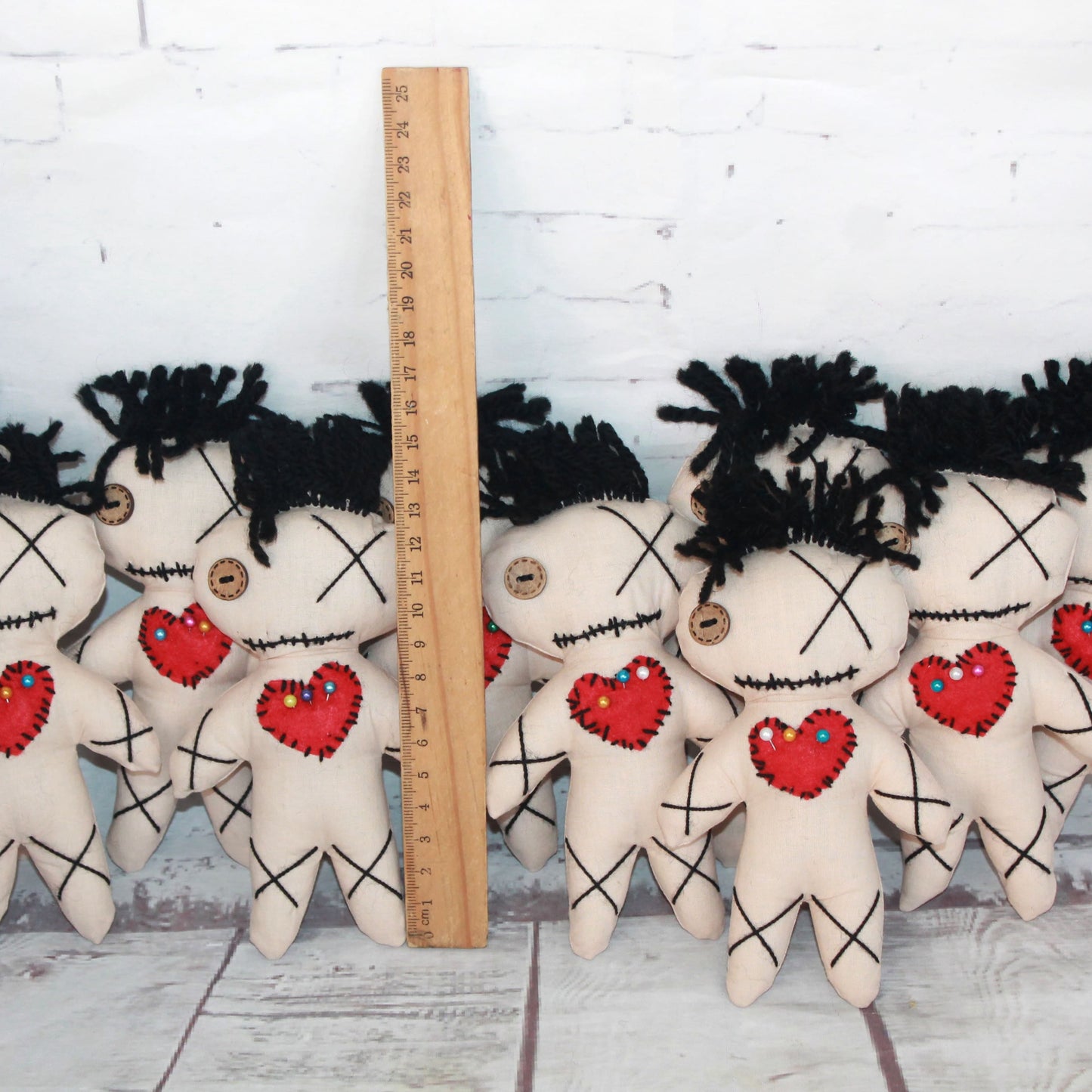Set of 10 Beige Voodoo Dolls with Pins