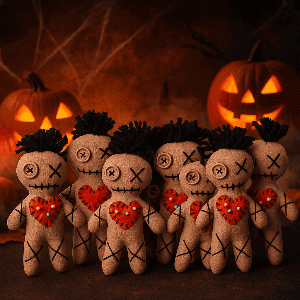 10 Brown Voodoo Dolls, 4 Inch Mini Dolls, Party Favors, Handmade Creepy Cute Gothic Decor, Halloween Favor Set of 10