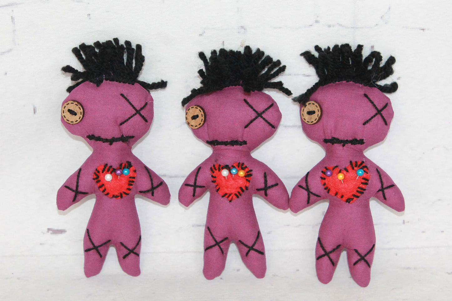 3 Purple Voodoo Dolls for Success – Handmade Good Luck Charms