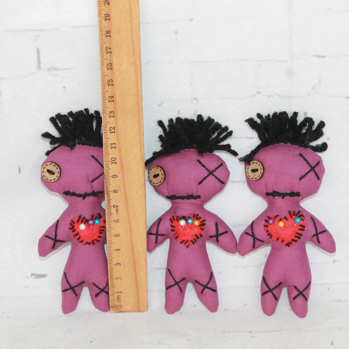 Purple voodoo dolls for success and motivation – set of 3 handmade felt dolls