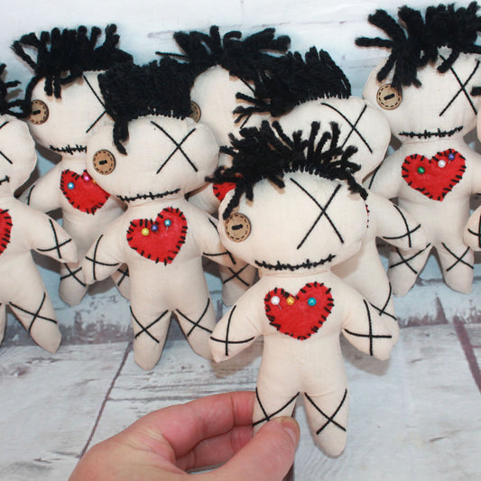 Set of 10 Beige Voodoo Dolls with Pins 