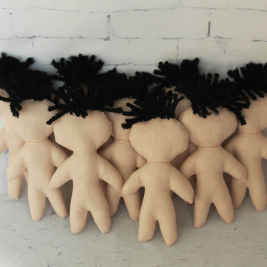 10 blank voodoo doll bases with hair – perfect for spooky crafts, Halloween DIY, and gothic decorations
