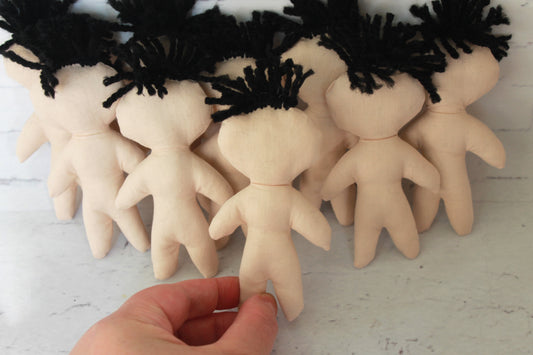 10 blank voodoo doll bases with hair – perfect for spooky crafts, Halloween DIY, and gothic decorations
