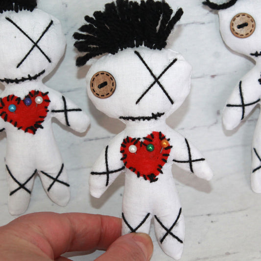Set of 3 white voodoo dolls for love and emotional healing rituals